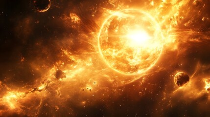 Leinwandbilder - Explosive Cosmic Inferno A Fiery Supernova Eruption Engulfing the Universe with Scorching Flames Intense Heat and Overwhelming Cosmic Energy