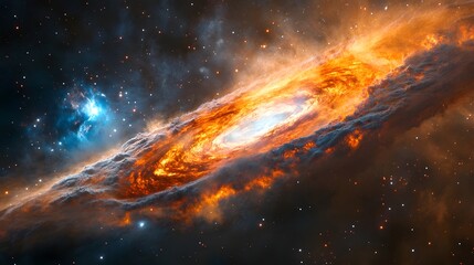 Poster - Fiery Cosmic Nebula Ablaze with Luminous Interstellar Energy and Galactic Splendor  This dramatic and captivating image showcases the incredible power and beauty of a cosmic nebula