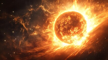 Aufkleber - image of a dramatic cosmic explosion with swirling fiery plasma and intense luminosity illuminating the vast mysterious expanse of the universe