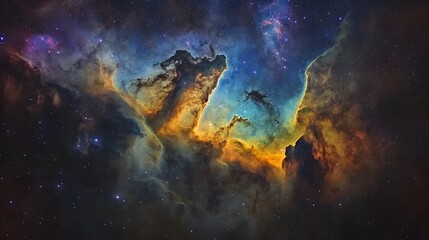 Aufkleber - Mesmerizing image of a majestic cosmic nebula glowing in a vibrant array of interstellar colors showcasing the captivating beauty and power of our galaxy