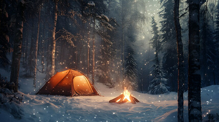 Wall Mural - tent in the night