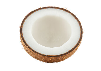 Wall Mural - Half coconut isolated on white background, no depth of field, sharp.