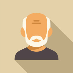 Wall Mural - Avatar icon of an elderly man with white beard and hair, representing seniors and aging