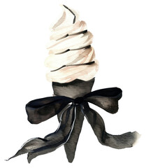 Wall Mural - PNG Ice cream illustration dessert ribbon.