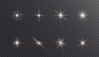 Leinwandbilder - Bright white glow of light lens reflection. Abstract glow and glare effect for illustrations and game interface design. Vector