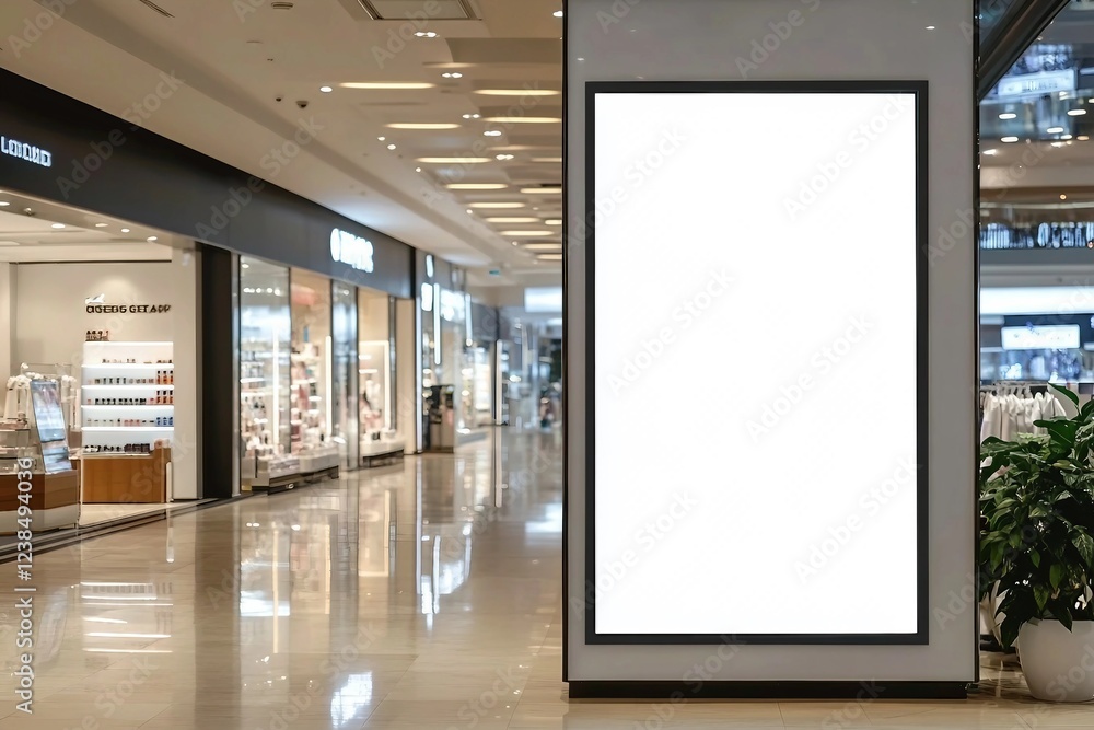 Mockup blank LED Screen billboard in front of entrance of cosmetics ...
