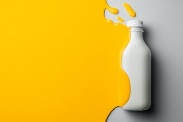 Leinwandbilder - A clean, simple graphic showing a plant-based milk carton replacing a dairy bottle, with bold, contrasting colors