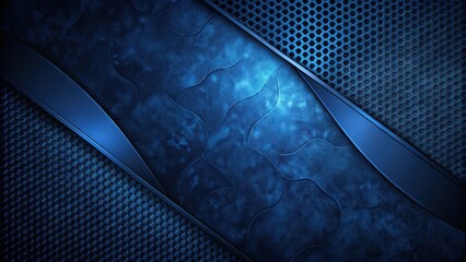 Fototapete - Abstract Dark Blue Metallic Texture with Geometric Patterns and Diagonal Stripes