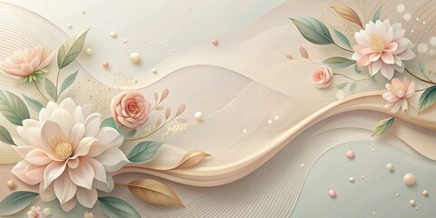 Poster - Elegant Floral Design with Pastel Hues and Flowing Lines