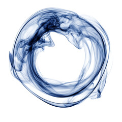 Wall Mural - An abstract image featuring a circular formation of blue smoke wisps against a black background creating a visually captivating design.