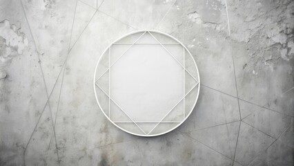 Leinwandbilder - White Oval Frame with Geometric Design on Textured Wall