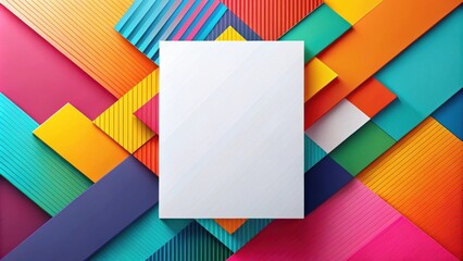 Poster - Vibrant Geometric Shapes Background with a Blank White Sign for Your Message