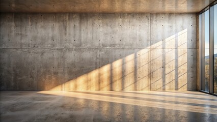 Aufkleber - Empty Concrete Room with Sunlight Streaming Through Window