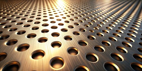 Poster - Abstract Gold Metal Perforated Sheet with Subtle Perspective