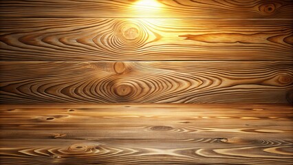 Aufkleber - Warm-toned wood background with a horizontal plank surface and illuminated texture