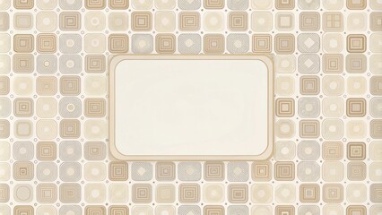 Leinwandbilder - Elegant Beige Geometric Pattern with Blank Rectangle for Text or Image