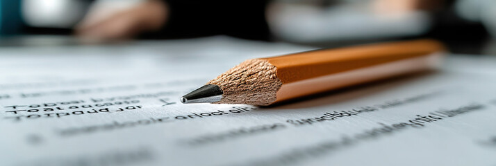 Wall Mural - Close-up of Sharpened Pencil on Document