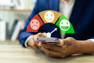 Wall Mural - users rate service experiences on online application for customer feedback and satisfaction for enha