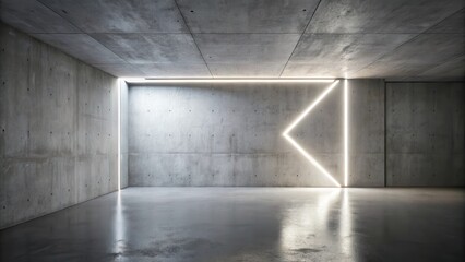 Poster - Modern minimalist concrete room with illuminated geometric lines