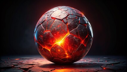 Wall Mural - Crimson Crackled Orb: Dark Fantasy Sphere Emitting Glowing Red Light - Stock Photo