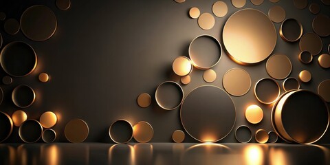 Aufkleber - Abstract Gold and Dark Brown Circular Wall Decor