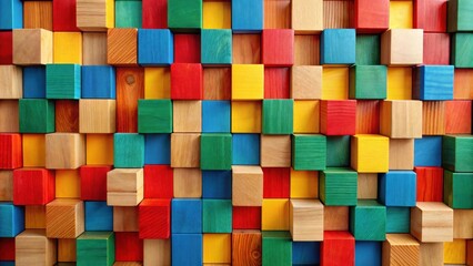 Leinwandbilder - Vibrant Multicolored Wooden Cube Blocks Abstract Background Texture