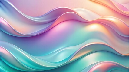 Poster - Abstract Pastel Waves Smooth, iridescent curves in a dreamy, flowing pattern