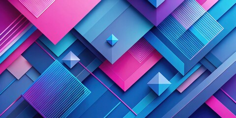 Poster - Abstract Geometric Shapes Background Featuring Vivid Hues and Layered Designs