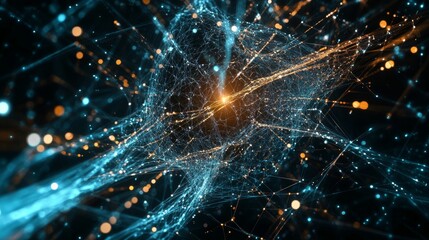 Wall Mural - futuristic abstraction of a synthetic network showcasing the evolution of artificial intelligence