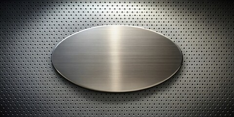 Fototapete - Brushed Metal Oval Plate on Perforated Steel Background