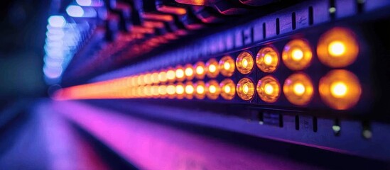 Wall Mural - vibrant led light display with colorful glowing bulbs in a modern technology setting