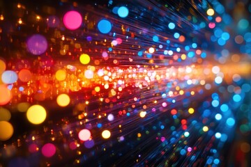 Wall Mural - vibrant abstract light streaks and bokeh in a dynamic multicolored digital background
