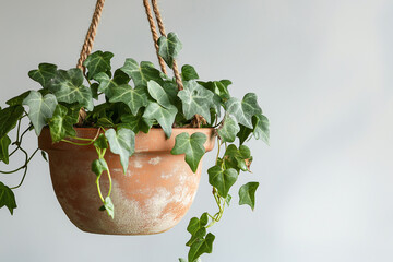 Wall Mural - A hanging plant in a pot with ivy leaves