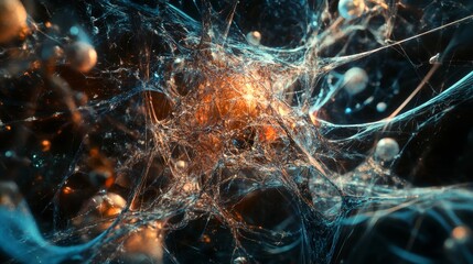 Wall Mural - surreal representation of a synthetic network, capturing the complexity of ai s rapid progression