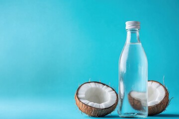 Wall Mural - Coconut water in a bottle with fresh coconuts