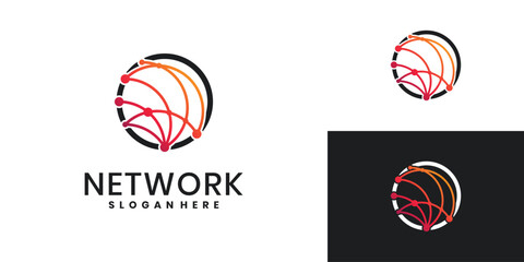 Globe network technology logo design