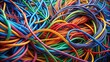 © InspireStock Gallery - A vibrant tangle of colorful cords and wires, a complex network of interconnected lines and tubes