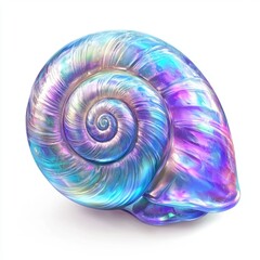 Naklejka na meble Rare Iridescent Shell with a Swirling Blue and Purple Sheen, Mysterious and Magical Look, Isolated on White Background