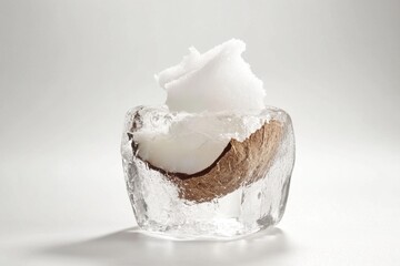 Wall Mural - Coconut cream frozen inside a clear ice block