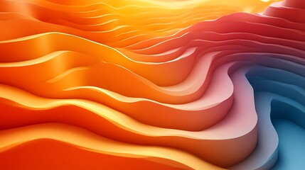 Abstract Colorful Wavy 3D Rendered Landscape