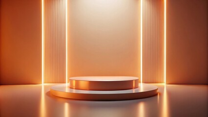 Poster - Abstract minimalist presentation stage with warm lighting and subtle texture