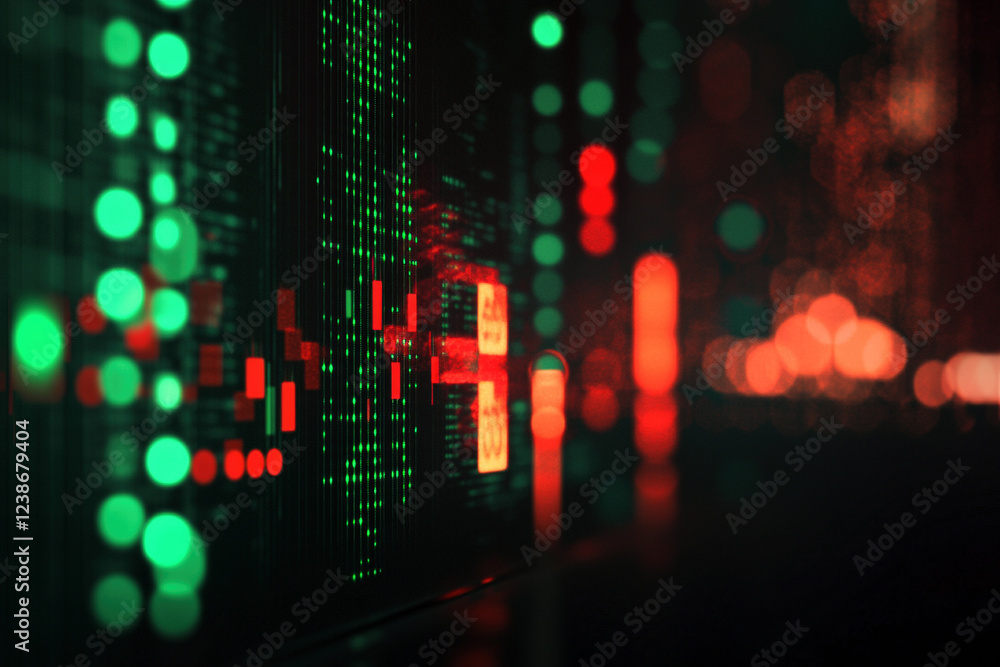 Stock Market Chart with Red and Green Candlesticks in Digital ...