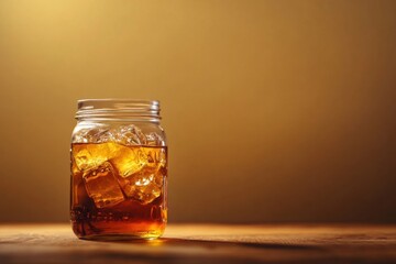 Sticker - Iced amber beverage in a mason jar glass