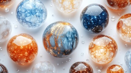 Leinwandbilder - Celestial Spheres: A Symphony of Cosmic Marble and Glimmering Galaxies in Glass Orbs