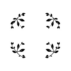 Wall Mural - Elegant Black and White Floral Design Elements: Leaves and Branches for Decoration