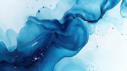 Canvas Print - a swirling watercolor galaxy in shades of deep blue and turquoise, with delicate paint splatters creating a cosmic nebula effect, ethereal and dreamlike