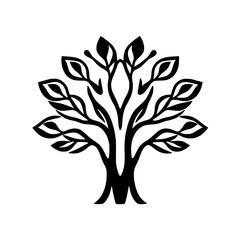 Wall Mural - Elegant Black and White Tree Illustration: Nature-Inspired Botanical Design