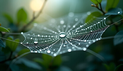 spider web with dew drops
