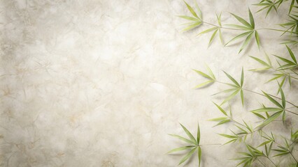 Aufkleber - Serene Minimalist Background Pale Textured Surface Decorated with Lush Green Foliage