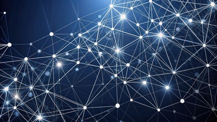 Poster - Abstract Network Connections Illuminated Nodes and Intertwined Lines Representing Global Communication and Data Transfer